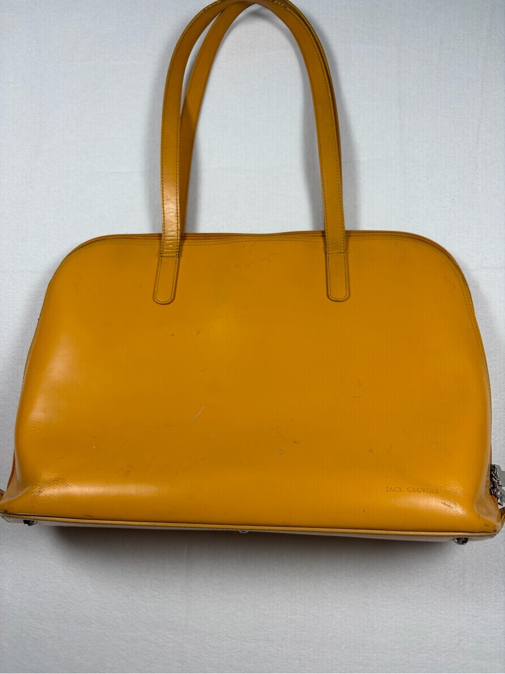 Jack Georges Yellow‎ Leather Travel Shoulder Laptop Bag Tote